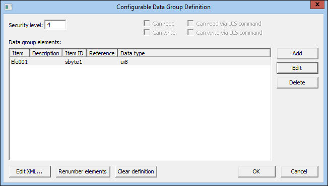Configurable Data Group Definition